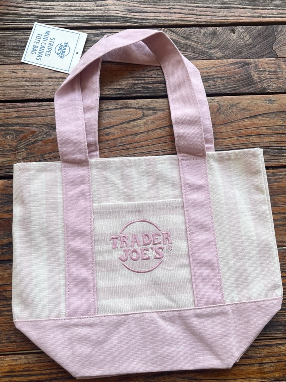 Trader Joe’s Mini Pink Striped Canvas Tote Bag